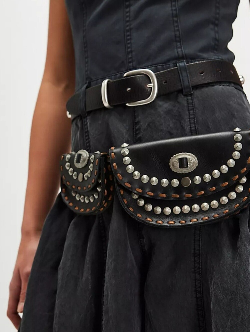 Free People Luck Stars Leather Pocket Western Inspired Belt